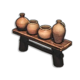 Pots on a Bench in RuneScape: Dragonwilds